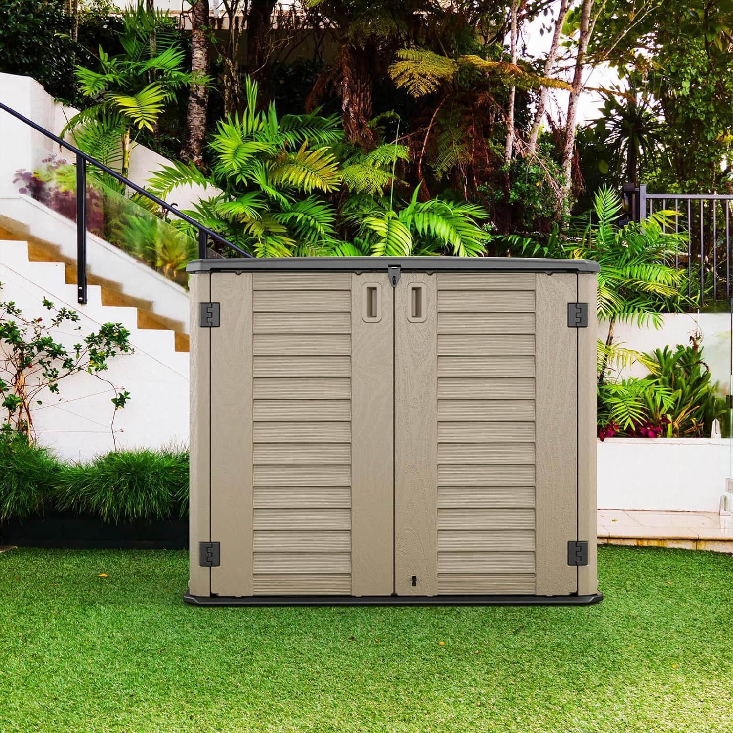 HOMSPARK Black Metal Laminate Shelves Kit Vertical Storage Shed