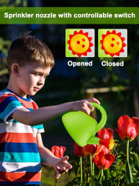 Biubee Toddler Gardening Tools Set - Sturdy Kids Watering Can Toy, Child Gardening Set with Metal Shovel Hand Rake Kids Gloves, Garden Toys for Baby Outdoor Beach Sand Toy Gift First Edition
