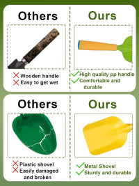Biubee Toddler Gardening Tools Set - Sturdy Kids Watering Can Toy, Child Gardening Set with Metal Shovel Hand Rake Kids Gloves, Garden Toys for Baby Outdoor Beach Sand Toy Gift First Edition