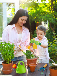 Biubee Toddler Gardening Tools Set - Sturdy Kids Watering Can Toy, Child Gardening Set with Metal Shovel Hand Rake Kids Gloves, Garden Toys for Baby Outdoor Beach Sand Toy Gift First Edition