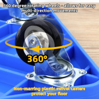 4 Pack Sports Scooter Board with Handles, Floor Scooter Board Sitting Scooter Board with Non-Marring Plastic Casters for Kids Children Gym Indoor Outdoor Activities Play Equipment, 12 Inches Square