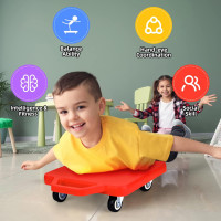 4 Pack Sports Scooter Board with Handles, Floor Scooter Board Sitting Scooter Board with Non-Marring Plastic Casters for Kids Children Gym Indoor Outdoor Activities Play Equipment, 12 Inches Square
