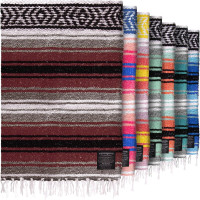 Authentic Large Handwoven Mexican Blanket - Soft Yoga- Durable Serape- Lightweight Falsa, Beach, Camping, Picnic, Outdoor Blanket 70