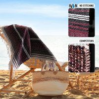 Authentic Large Handwoven Mexican Blanket - Soft Yoga- Durable Serape- Lightweight Falsa, Beach, Camping, Picnic, Outdoor Blanket 70