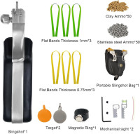 Slingshot, Hunting Sling Shot Set for Adults, Professional Stainless Steel Tactical Slingshots, High Velocity Catapult with Ammo Balls, Rubber Bands, Ammo Pouch, Target 01Black