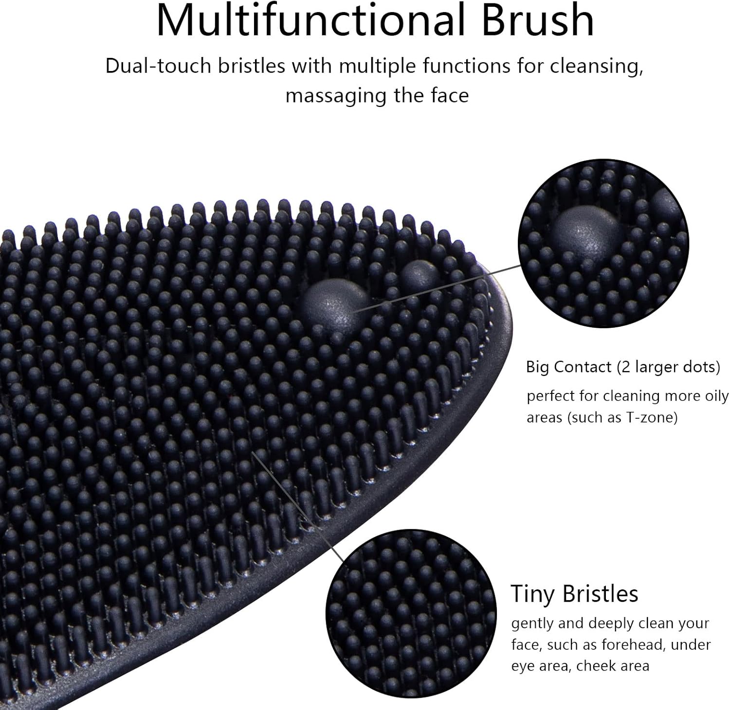 4 Pack Silicone Face Scrubber, Beomeen Facial Cleansing Brush Soft Silicone Facial Exfoliation and Massage Brush Blackhead Scrubber for Men and Women (Black) Black 4