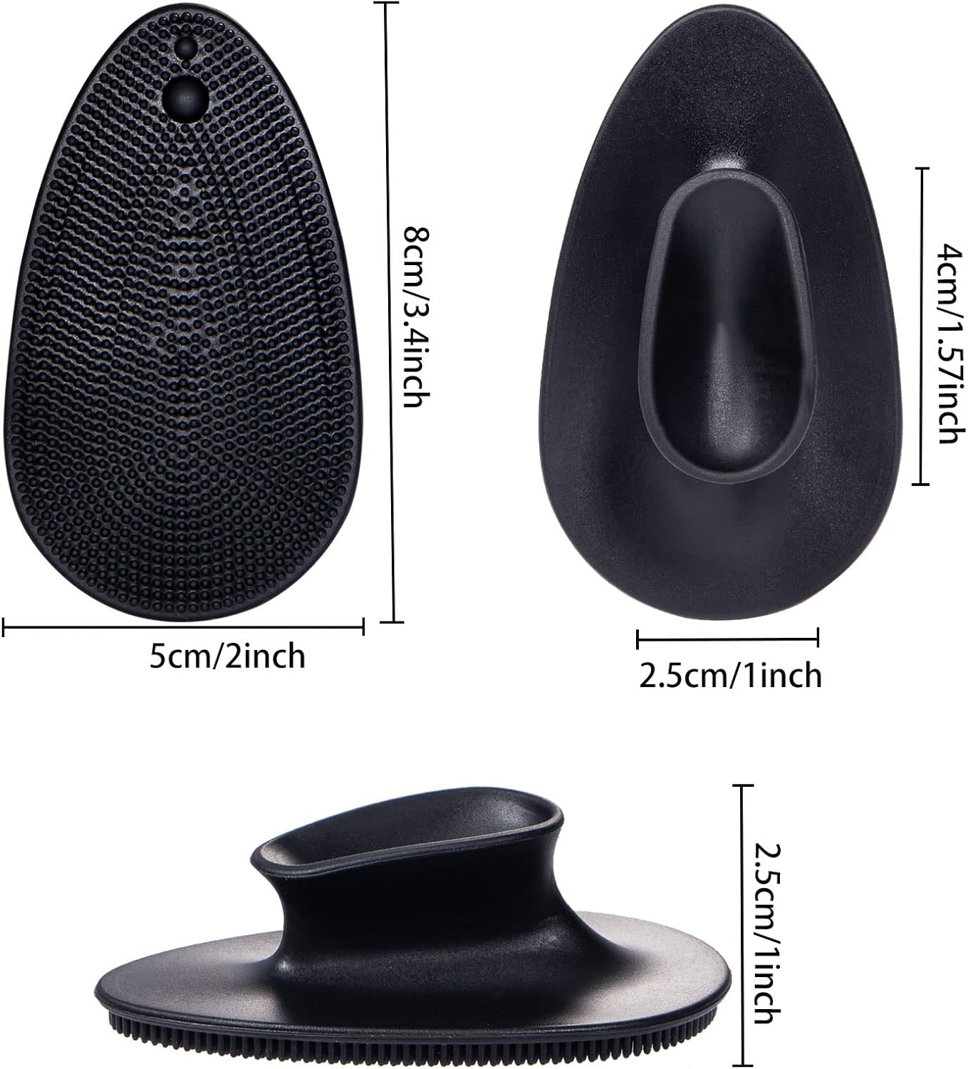 4 Pack Silicone Face Scrubber, Beomeen Facial Cleansing Brush Soft Silicone Facial Exfoliation and Massage Brush Blackhead Scrubber for Men and Women (Black) Black 4