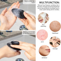 4 Pack Silicone Face Scrubber, Beomeen Facial Cleansing Brush Soft Silicone Facial Exfoliation and Massage Brush Blackhead Scrubber for Men and Women (Black) Black 4