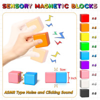 54 PCS Magnetic Blocks, Magnetic Building Blocks for Toddlers 3+, Montessori Toys, Magnet Cubes, Preschool STEM Educational Sensory Magnet Toys for Kids Ages 3-5 Year Old Boys and Girls 54pcs