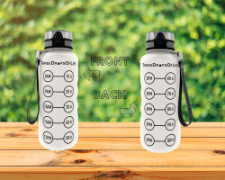 Three Drops of Life New 50oz Large Hydration Tracker Sport Water Bottles, Frosted Clear Tritan Plastic Bottle for Hydration Timer Tracking, Smart Remind Time Marker - Reusable, Leak Proof, BPA Free