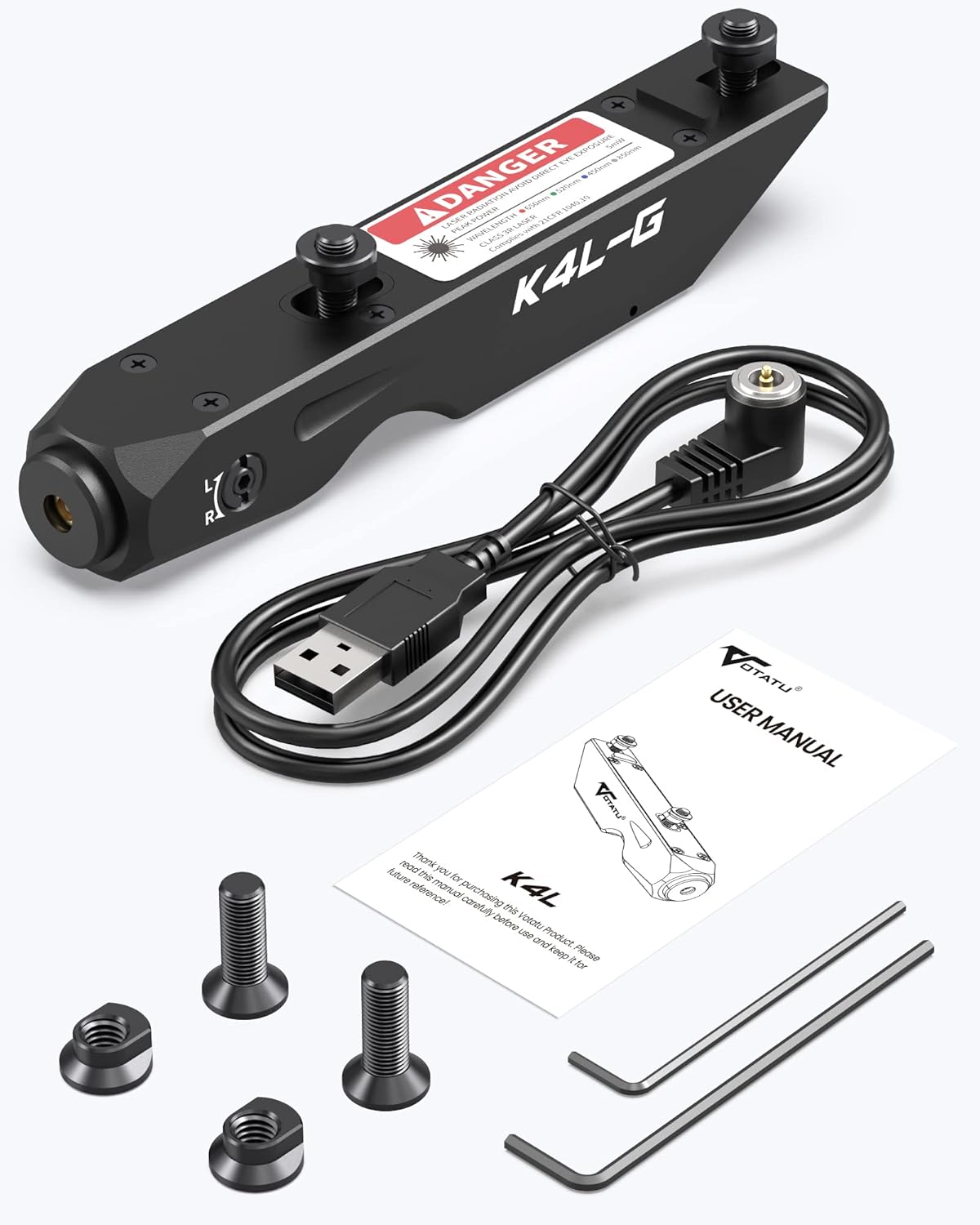 Votatu K4L-G Green Laser Sight Compatible with Keymod Rail, Ultra Low-Profile Tactical Rifle Keymod Laser Beam with Strobe Function Magnetic Rechargeable