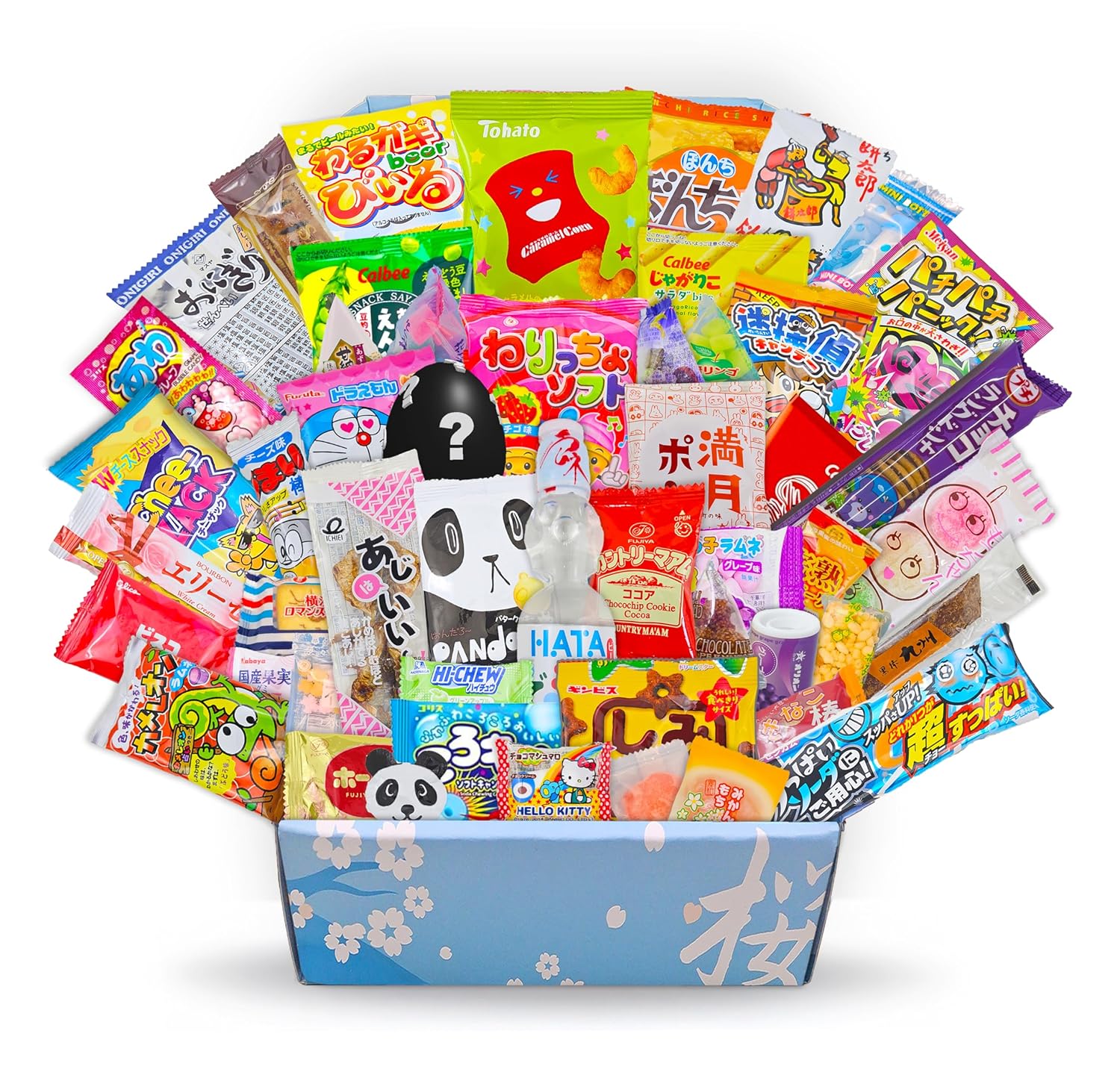 Sakura Box Japanese Candy & Snacks Dagashi Set & Pamphlet 50 Pieces Japanese Food Gift Box