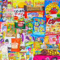 Sakura Box Japanese Candy & Snacks Dagashi Set & Pamphlet 50 Pieces Japanese Candy Chocolate Snacks (Large)