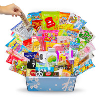 Sakura Box Japanese Candy & Snacks Dagashi Set & Pamphlet 50 Pieces Japanese Food Gift Box