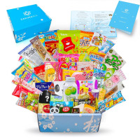 Sakura Box Japanese Candy & Snacks Dagashi Set & Pamphlet 50 Pieces Japanese Food Gift Box