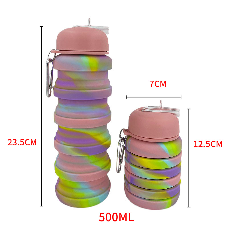 silica gel folding water cup from the source manufacturer 500ml camouflage cross-border water bottle sports telescopic water bottle