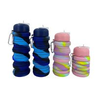 silica gel folding water cup from the source manufacturer 500ml camouflage cross-border water bottle sports telescopic water bottle