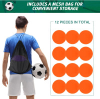 ZIECE Spot Markers Rubber Floor Dots 9inch Non Slip Flat Cones Agility Dots for Kids Soccer Basketball Sports Speed Agility Training, Preschool Classroom Activities (9inch 12Pcs Orange Spot Markers)