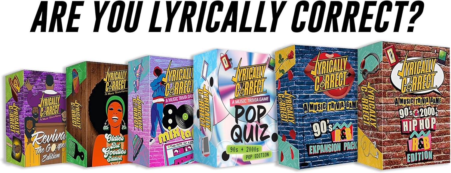 Lyrically Correct 90's and 2000's Hip Hop & R&B Music Trivia Card Game for Friends, Fun Party Game for Adults, Family Gatherings, Game Nights, and Finish The Lyrics Challenge 90's and 00's Hip Hop and R&B