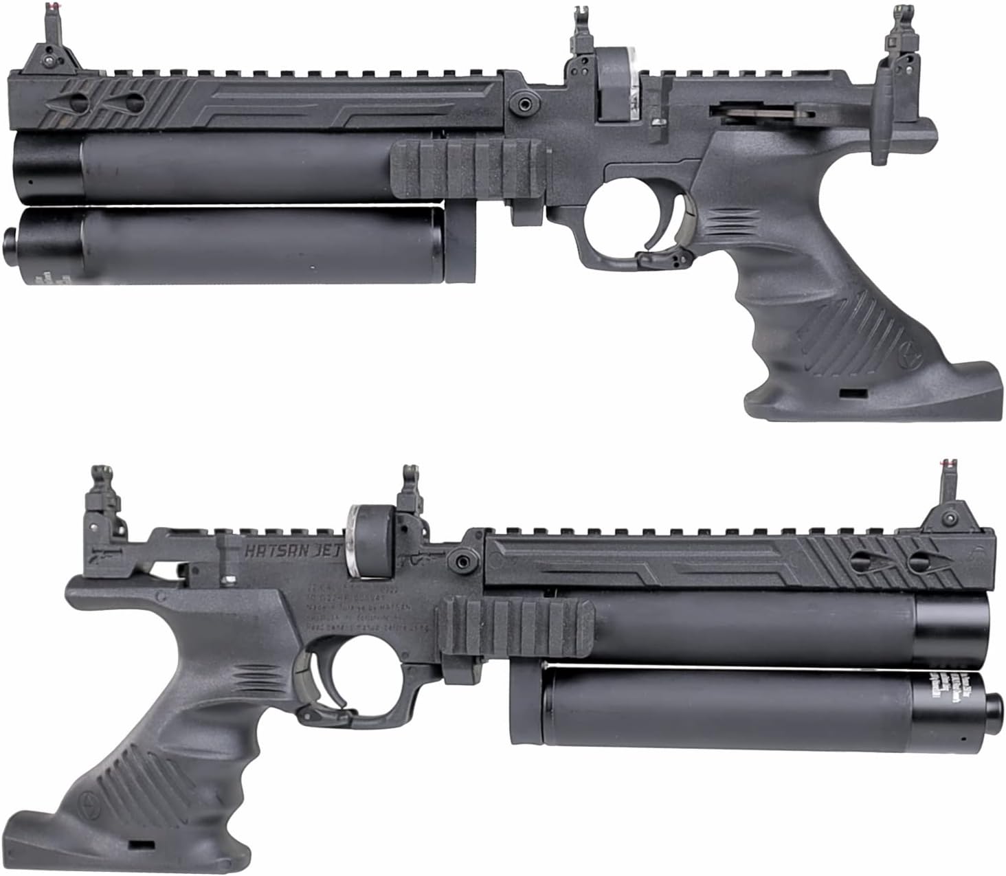 HATSAN Jet Black PCP Airgun, Air Pistol Converts to Air Rifle with Wearable4U Pellets Bundle Jet 2 .22 cal