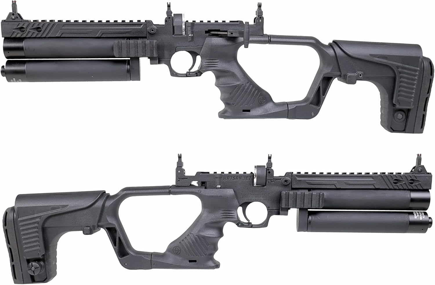 HATSAN Jet Black PCP Airgun, Air Pistol Converts to Air Rifle with Wearable4U Pellets Bundle Jet 2 .22 cal