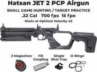 HATSAN Jet Black PCP Airgun, Air Pistol Converts to Air Rifle with Wearable4U Pellets Bundle Jet 2 .22 cal