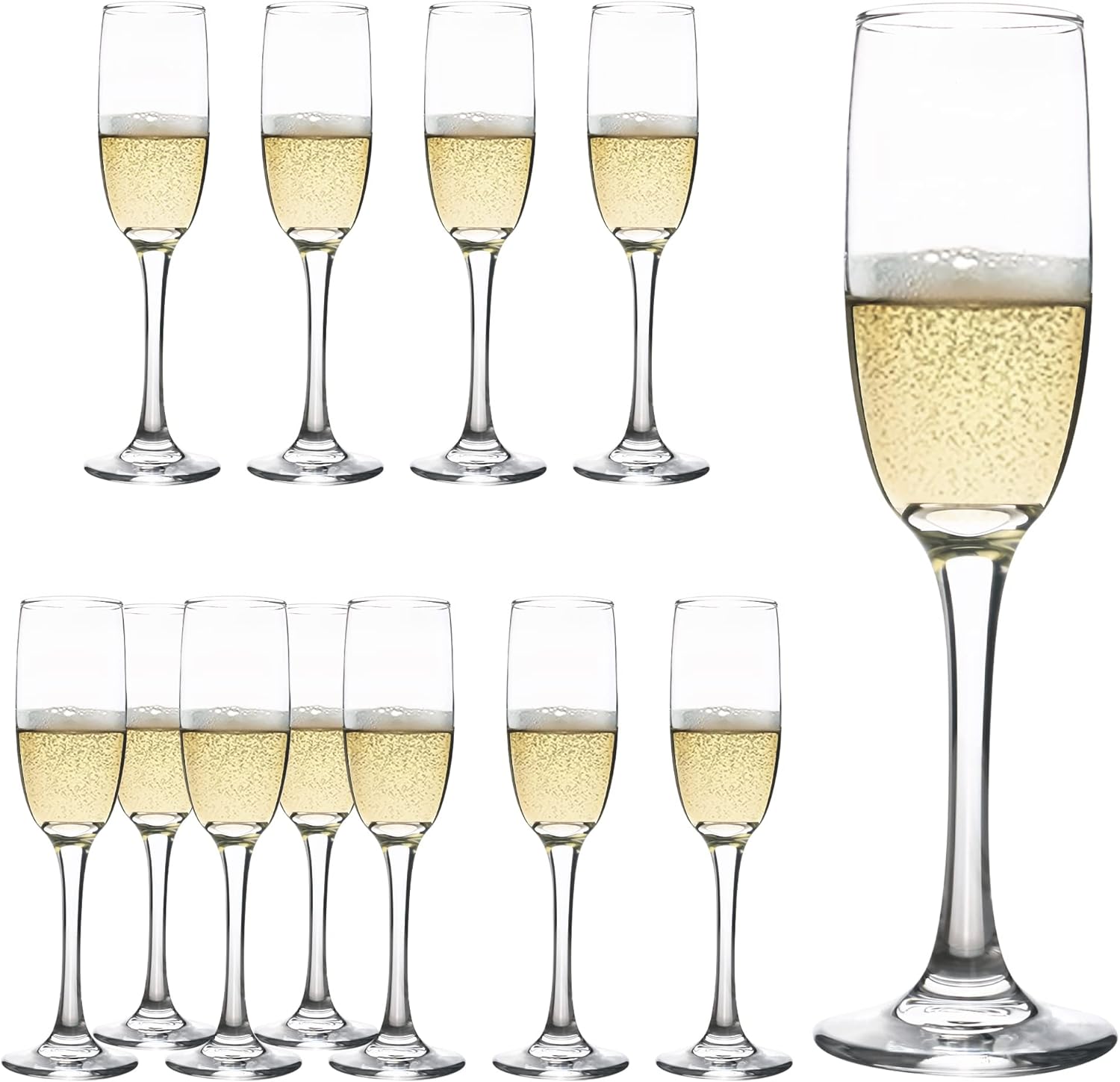 Champagne Flute Glasses Set of 12, 6 Oz Classic Champagne Glass Set for Wedding, Birthday, Anniversary, Party