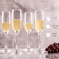 Champagne Flute Glasses Set of 12, 6 Oz Classic Champagne Glass Set for Wedding, Birthday, Anniversary, Party