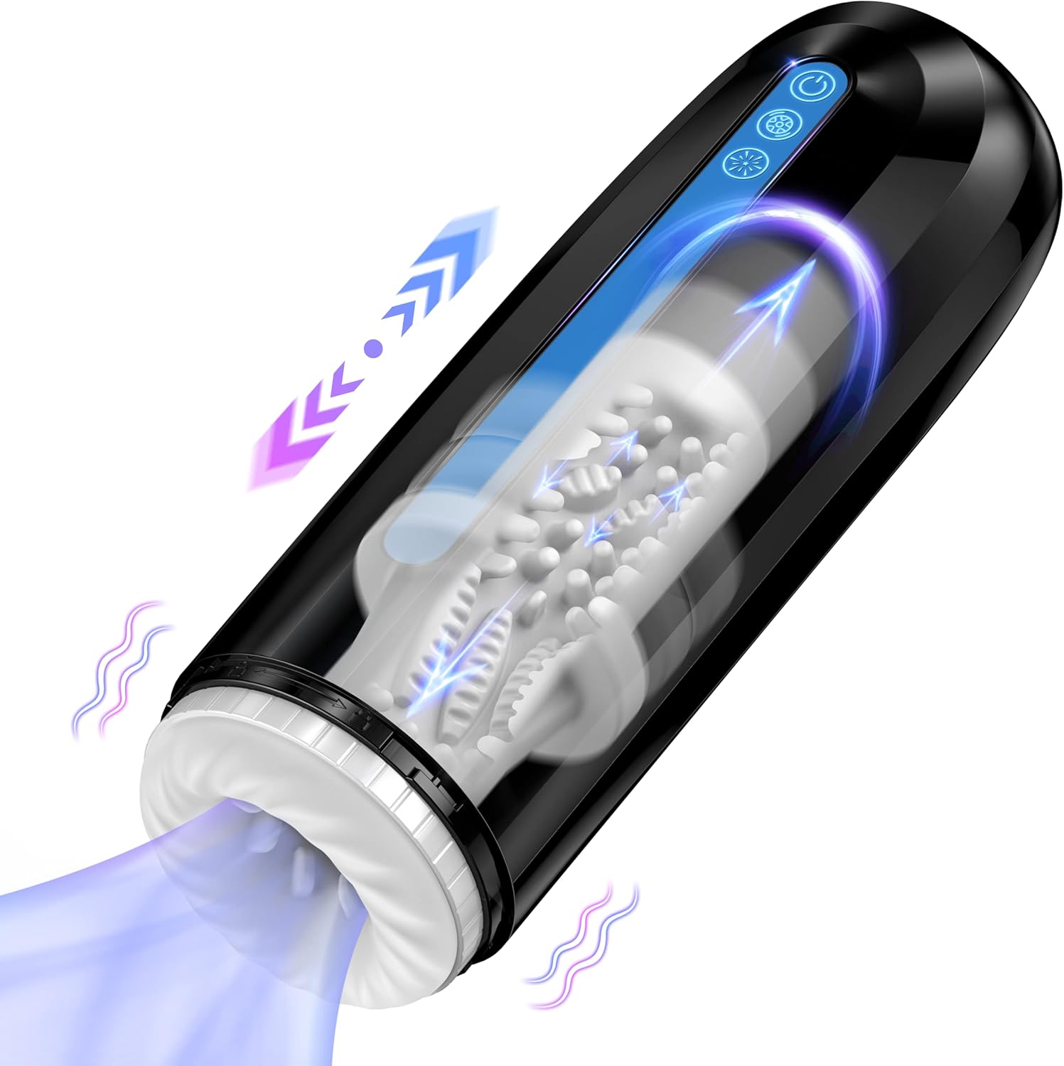 Automatic Male Masturbator,Male Sex Toys with 7 Thrusting & Vibration Modes Electric Pocket Pussy,Hands Free Male Stroker Masturbators Cup for Penis Stimulation,Blowjob Adult Sex Toy for Men Black