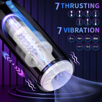 Automatic Male Masturbator,Male Sex Toys with 7 Thrusting & Vibration Modes Electric Pocket Pussy,Hands Free Male Stroker Masturbators Cup for Penis Stimulation,Blowjob Adult Sex Toy for Men Black