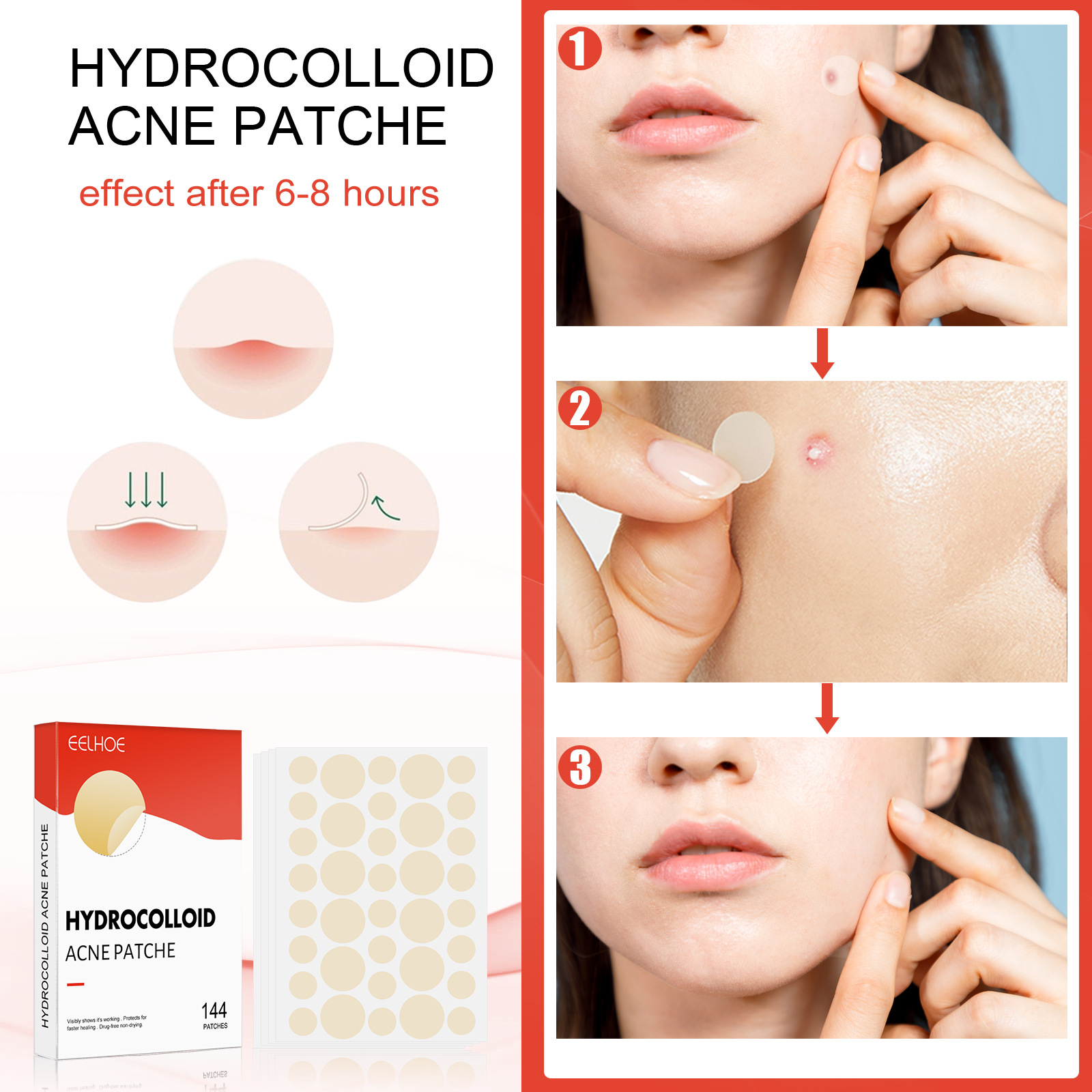 eelhoe hydrocolloid acne patch invisible makeup closed mouth acne patch clean acne waterproof breathable acne repair patch