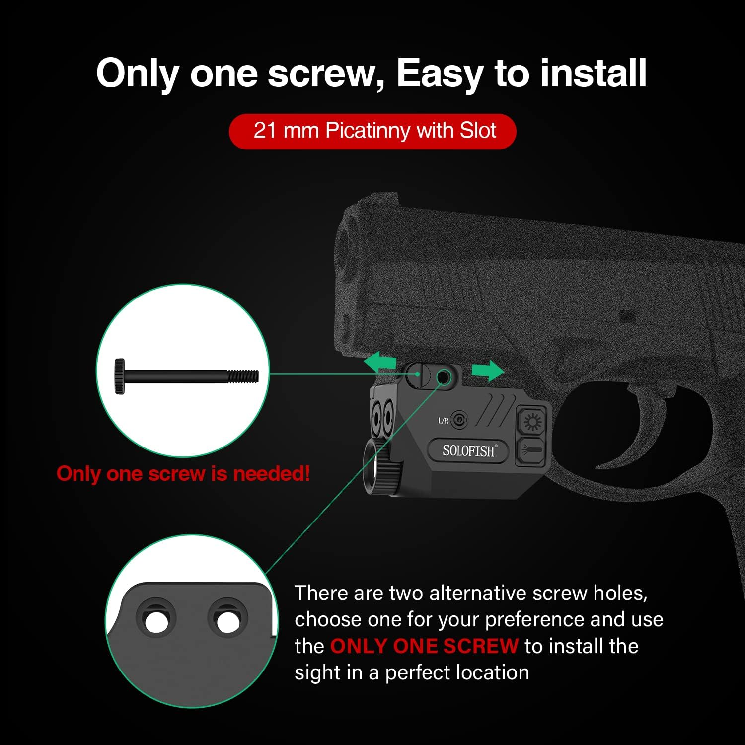 SOLOFISH 500lm Pistol Light and Purple/Infrared (IR)/Green Blue Beam Combo, Rechargeable Aluminum Weapon Light and Beams for Guns with a Rail