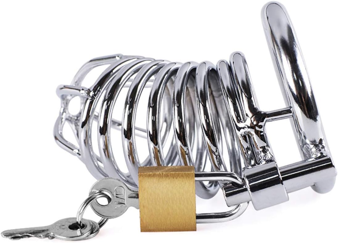 Adjustable Hollow Cock Cage for Men Metal Chastity Devices Male Chastity Locked Bondage Cage Sex Toy for Men's Penis Restraints Erection (Diameter:2 inch/5 cm, Silver) Diameter:2 inch/5 cm Silver