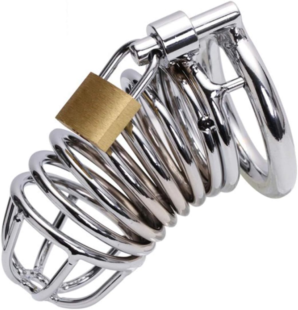 Adjustable Hollow Cock Cage for Men Metal Chastity Devices Male Chastity Locked Bondage Cage Sex Toy for Men's Penis Restraints Erection (Diameter:2 inch/5 cm, Silver) Diameter:2 inch/5 cm Silver
