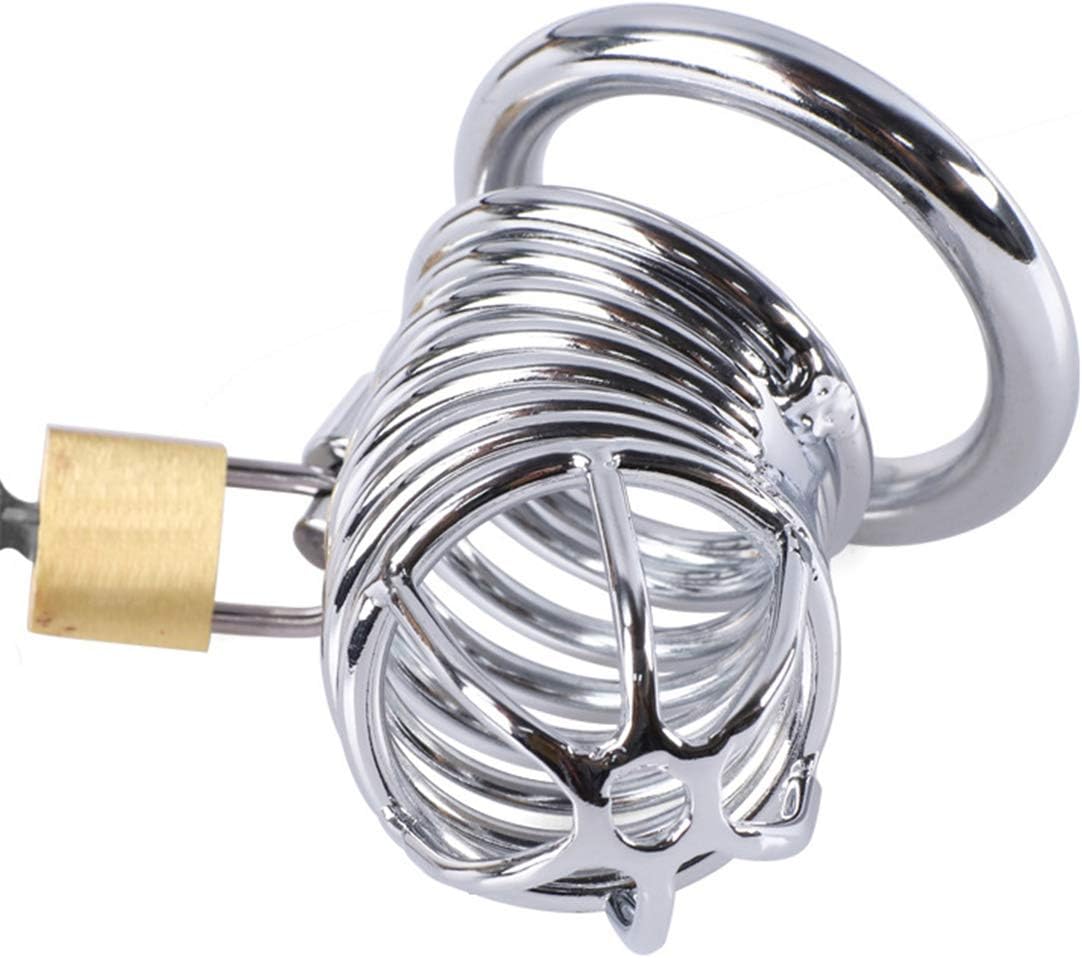 Adjustable Hollow Cock Cage for Men Metal Chastity Devices Male Chastity Locked Bondage Cage Sex Toy for Men's Penis Restraints Erection (Diameter:2 inch/5 cm, Silver) Diameter:2 inch/5 cm Silver