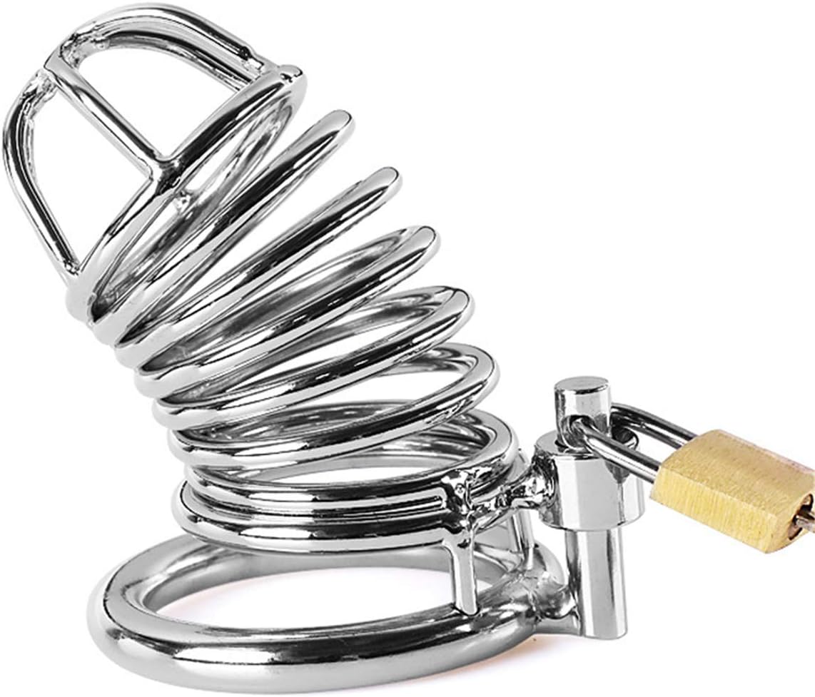Adjustable Hollow Cock Cage for Men Metal Chastity Devices Male Chastity Locked Bondage Cage Sex Toy for Men's Penis Restraints Erection (Diameter:2 inch/5 cm, Silver) Diameter:2 inch/5 cm Silver