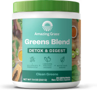 Amazing Grass Greens Superfood Detox & Digest: Greens Powder with Digestive Enzymes & Probiotics, Clean Green, 30 Servings (Packaging May Vary) Detox & Digest 30 Servings (Pack of 1)
