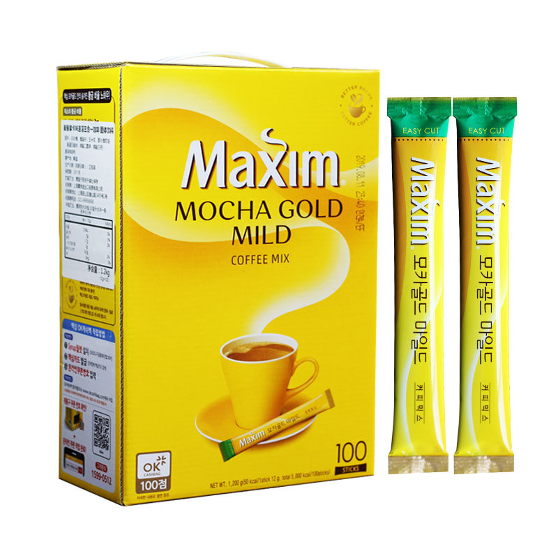 Maxin Coffee Maxim Three in One Korean Instant Coffee 100 Bar Gift Box with 1200g Mocha Flavor