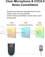 New bee Bluetooth Earpiece V5.0 Wireless Handsfree Headset with Microphone 24 Hrs Driving Headset 60 Days Standby Time for iPhone Android Samsung Laptop Trucker Driver (Black)