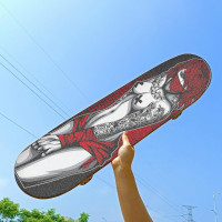 Hupery Skateboard Grip Tape Longboard Griptape Sexy Tattoo Women Waterproof Grip Tape Sheet Sticker Deck Sandpaper Griptape 33.1x 9.1 inch