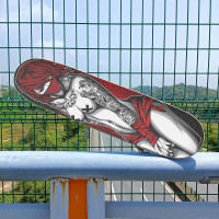 Hupery Skateboard Grip Tape Longboard Griptape Sexy Tattoo Women Waterproof Grip Tape Sheet Sticker Deck Sandpaper Griptape 33.1x 9.1 inch