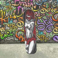 Hupery Skateboard Grip Tape Longboard Griptape Sexy Tattoo Women Waterproof Grip Tape Sheet Sticker Deck Sandpaper Griptape 33.1x 9.1 inch