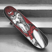 Hupery Skateboard Grip Tape Longboard Griptape Sexy Tattoo Women Waterproof Grip Tape Sheet Sticker Deck Sandpaper Griptape 33.1x 9.1 inch