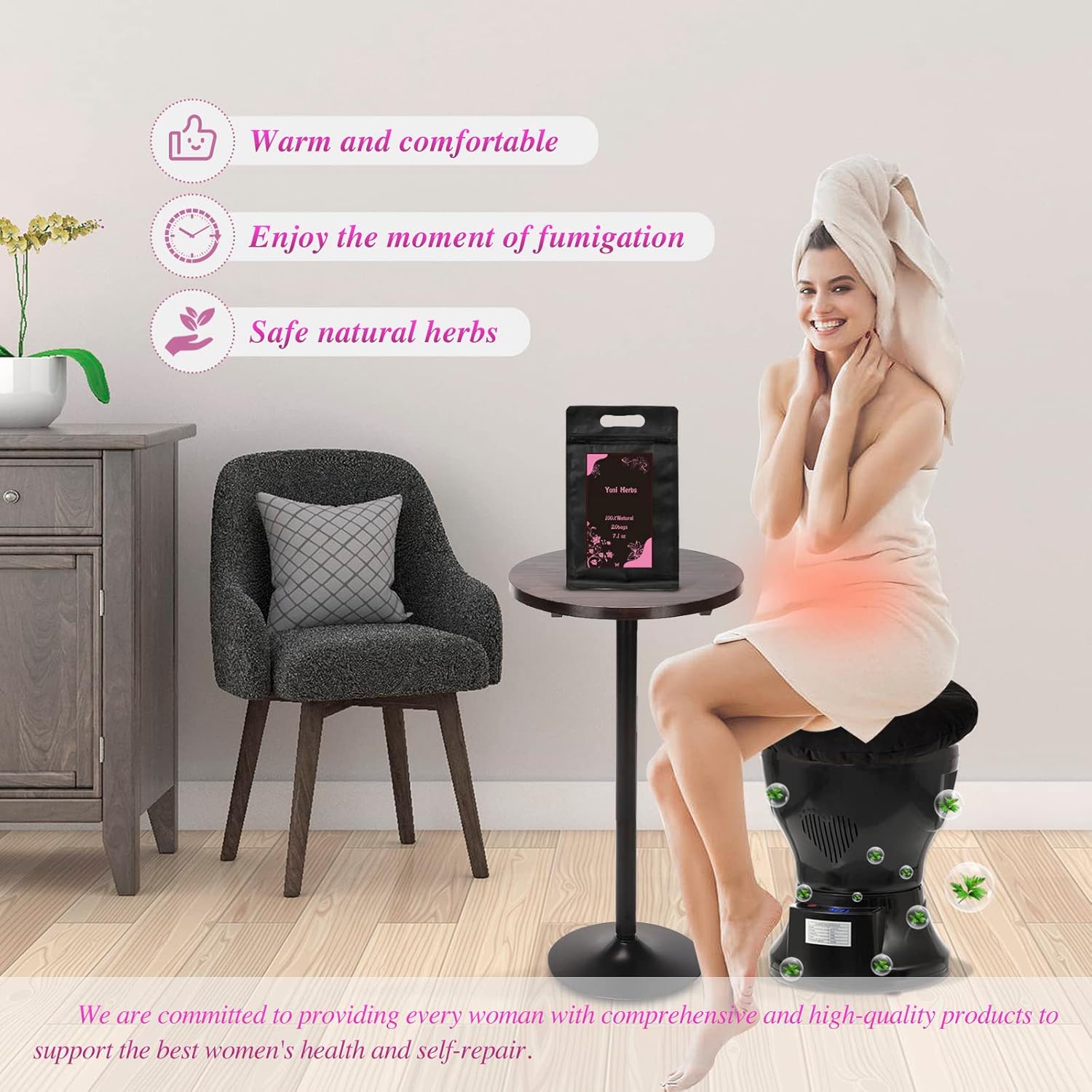 AKSOVA Yoni Seat Kit, Steaming Seat with Yoni Herbs (20 Bags) & U Cushion, V Steam at Home Kit for Feminine Odor, PH Balance, Postpartum Care, Cleansing and Moisturize Support
