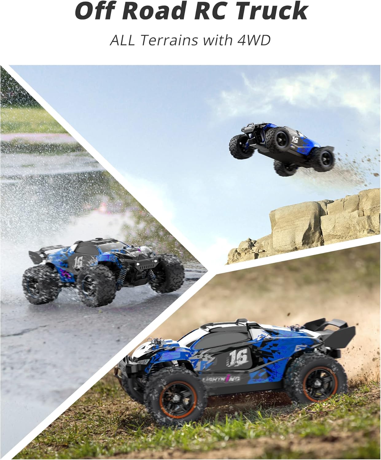 1:18 Scale Brushless RC Car - 60KM/H All Terrain High-Speed & Off-Road Remote Control Car with 2 Rechargeable Batteries Hobby Monster Car 4WD RC Truck Gifts for Kids and Adults, Red (T1)