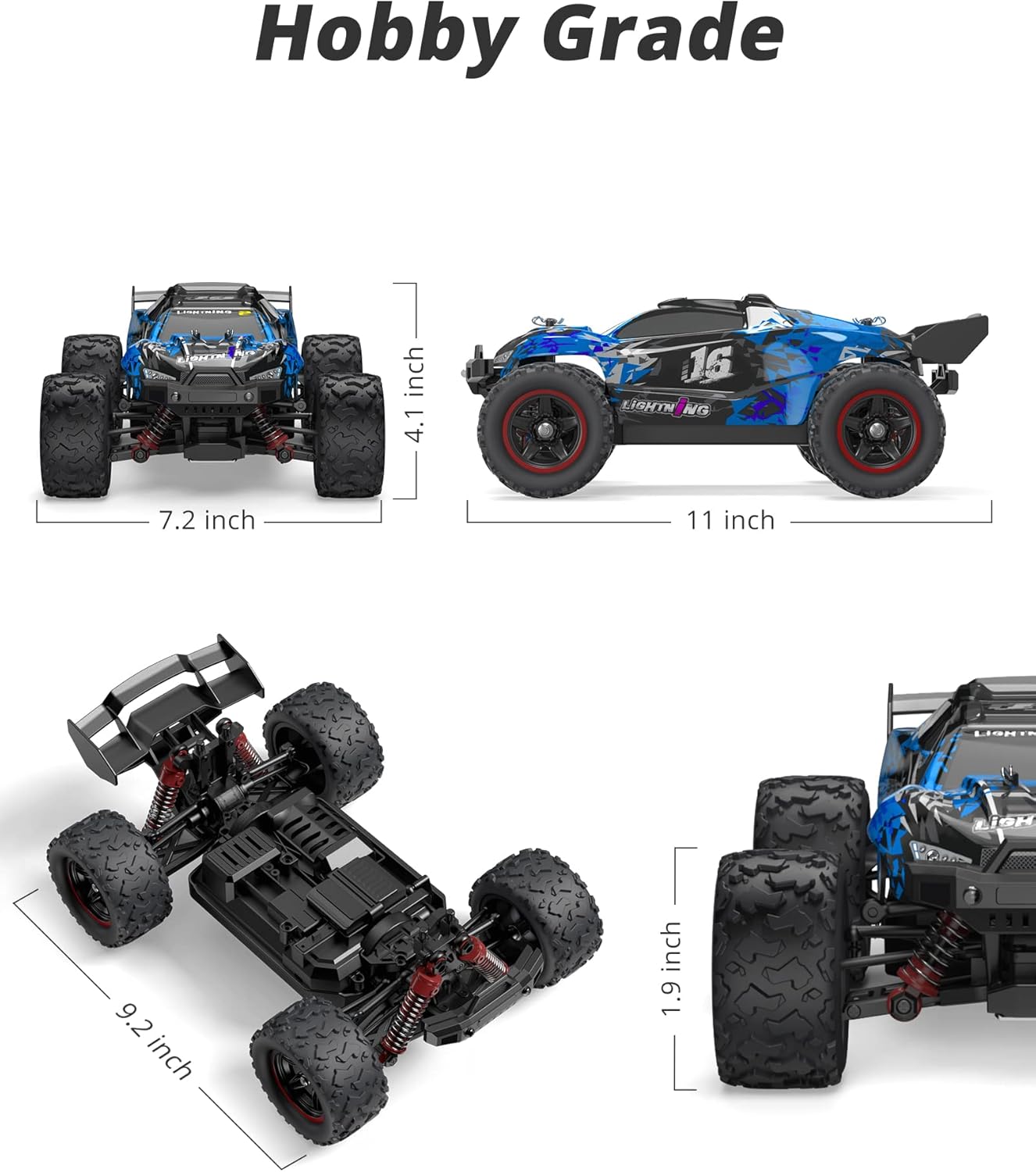1:18 Scale Brushless RC Car - 60KM/H All Terrain High-Speed & Off-Road Remote Control Car with 2 Rechargeable Batteries Hobby Monster Car 4WD RC Truck Gifts for Kids and Adults, Red (T1)