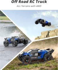 1:18 Scale Brushless RC Car - 60KM/H All Terrain High-Speed & Off-Road Remote Control Car with 2 Rechargeable Batteries Hobby Monster Car 4WD RC Truck Gifts for Kids and Adults, Red (T1)