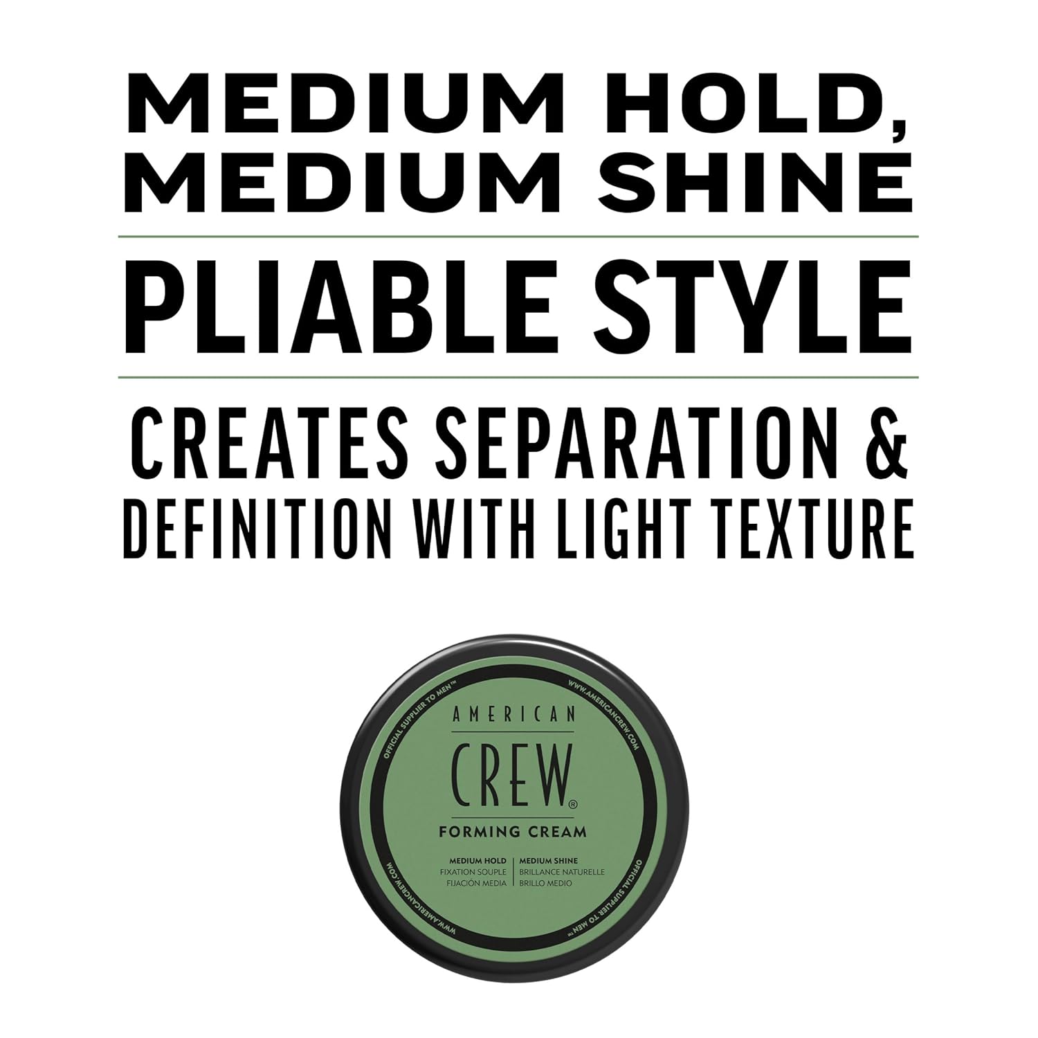 American Crew Men's Hair Forming Cream, Like Hair Gel with Medium Hold & Medium Shine, 3 oz
