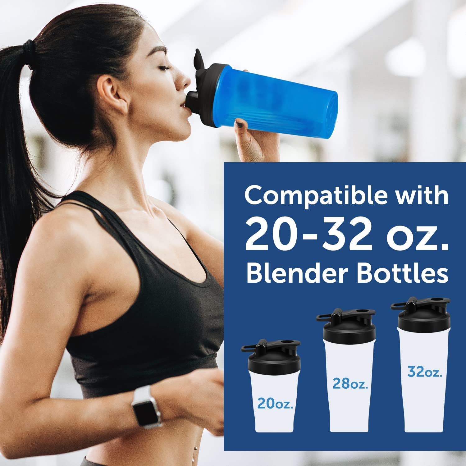 Maplefield Protein Shaker Bottle Lids for Blender Bottles - 3 Pack - Flip Top To-Go Replacement Lids for Travel and Gym - Fits 20-32 oz Shaker Bottles - Includes Upper and Lower Drip Guard/Leak-Proof
