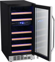 EdgeStar CWR263DZ 15 Inch Wide 26 Bottle Built-In Wine Cooler with Dual Cooling Zones Stainless Steel